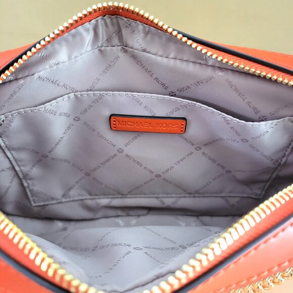 Michael Kors Jet Set Item Large EW Zip Chain Crossbody Handbag Red Clay Ombre MK - Picture 7 of 7